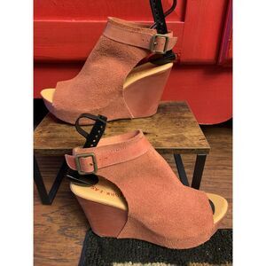 Kork-Ease 8M Nero K35826 Rust Color Full Grain Leather 4" Wedge Heel Shoes EUC